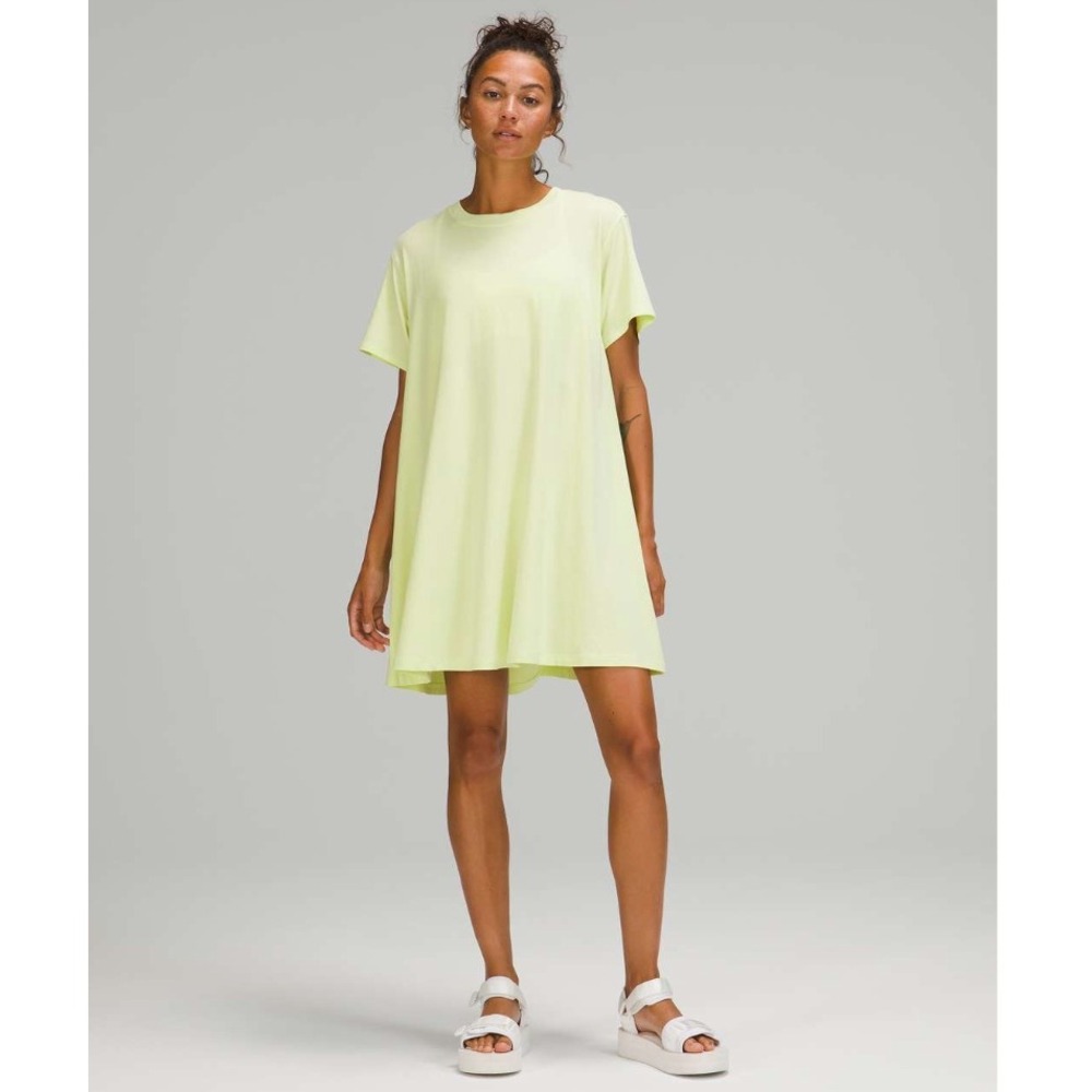 Lululemon All Yours Tee Dress Crispin Green Pima Cotton Short Sleeve Mini Size 2